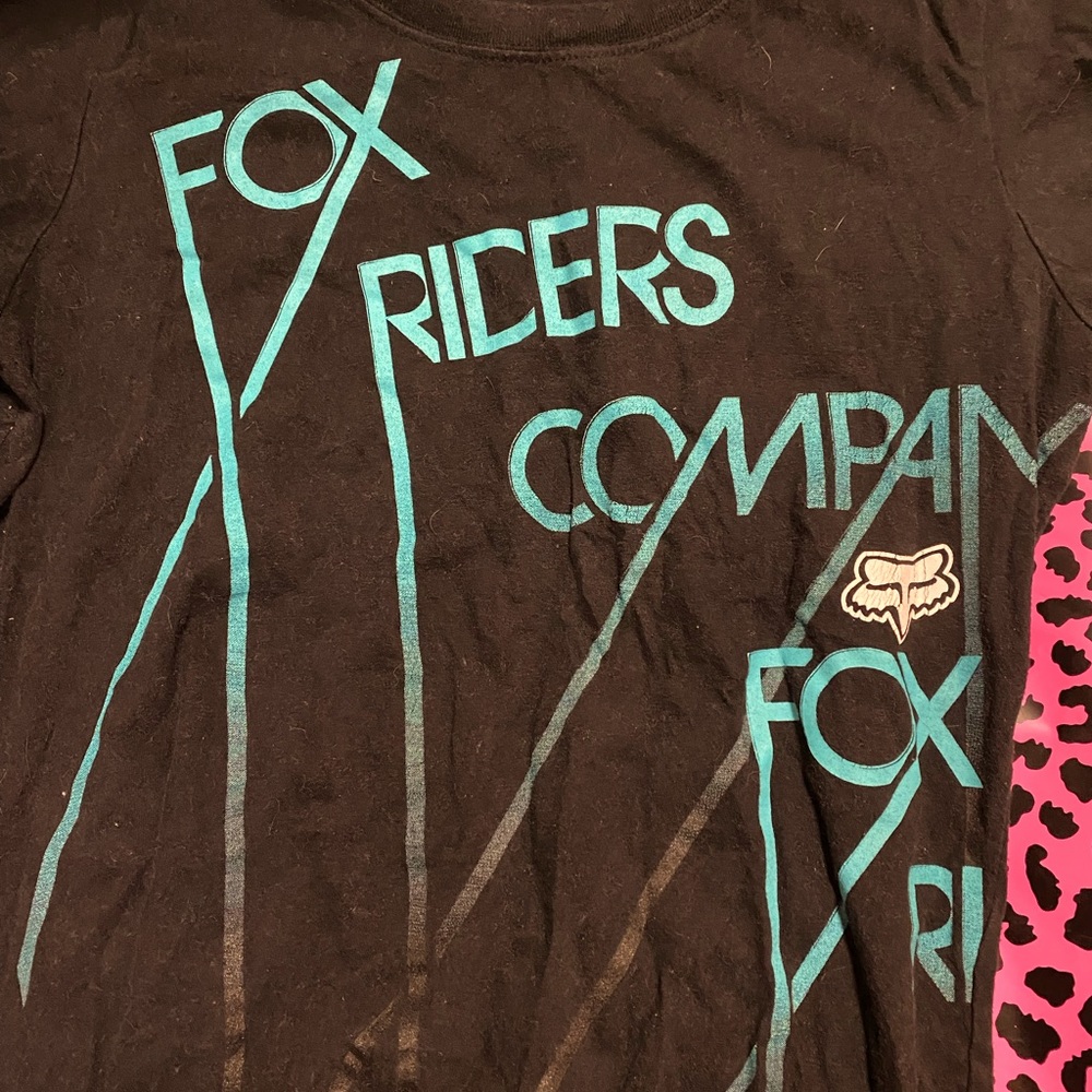 FOX Riders Co. Black and Turquoise Logo Tee